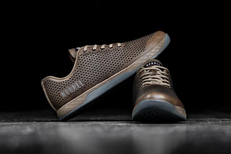 Nobull Sand Leather Women's Trainers Brown | USA S1936G